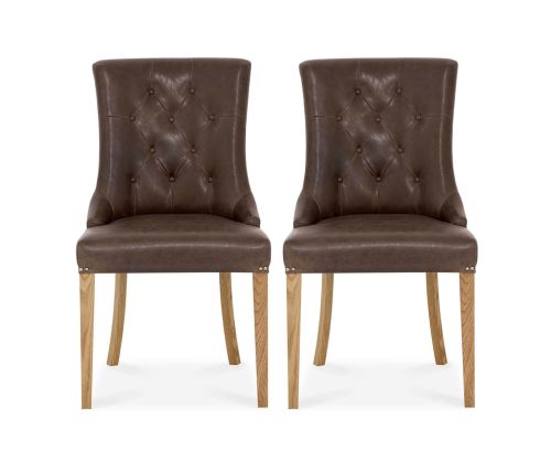 Bentley Designs Westbury Rustic Oak Tan, Faux Leather Rustic Dining Chairs